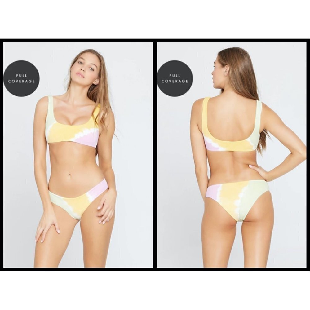 💕L*SPACE💕 Diagonal Sunburst Bikini Set Lizzie Top (L) + Sandy Bottom (XL) NWT